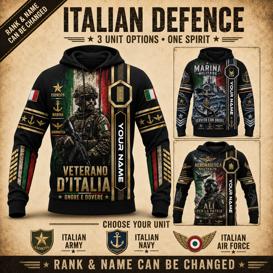 Personalized Italy Soldier/Veteran with Name & Rank Hoodie All Over Printed - QK1779321618