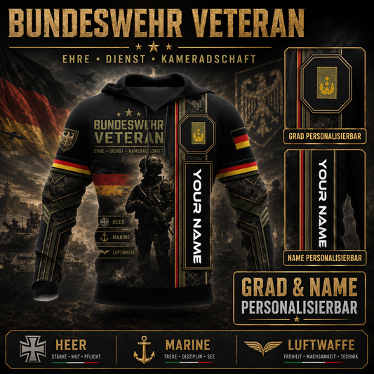 Personalized Germany Soldier/Veteran with Name and Rank Hoodie All Over Printed - QK1779321625