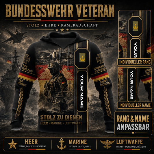 Personalized Germany Soldier/Veteran with Name and Rank Hoodie All Over Printed - QK1779321626
