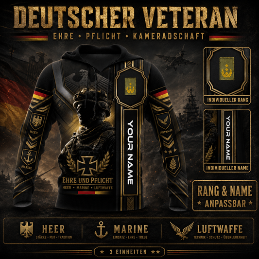 Personalized Germany Soldier/Veteran with Name and Rank Hoodie All Over Printed - QK1779321629