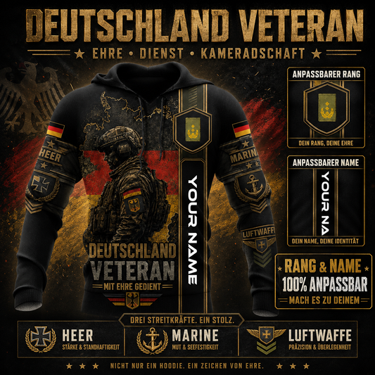 Personalized Germany Soldier/Veteran with Name and Rank Hoodie All Over Printed - QK1779321630