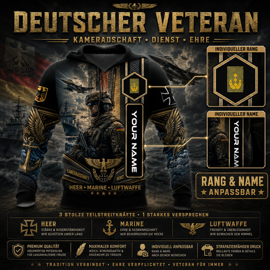 Personalized Germany Soldier/Veteran with Name and Rank Hoodie All Over Printed - QK1779321631