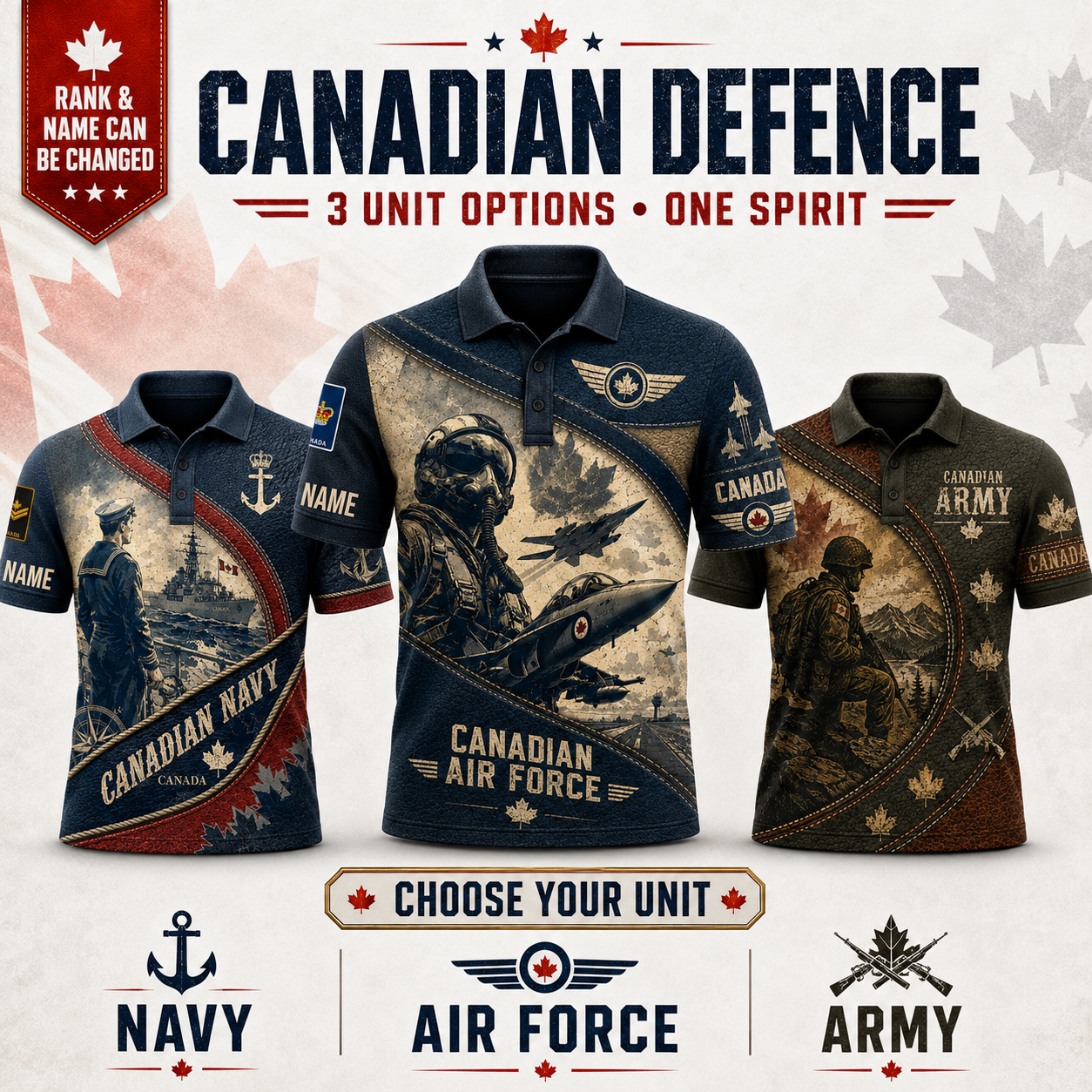 Personalized Canada Soldier/Veteran with Name and Rank Polo All Over Printed - QK1779494405