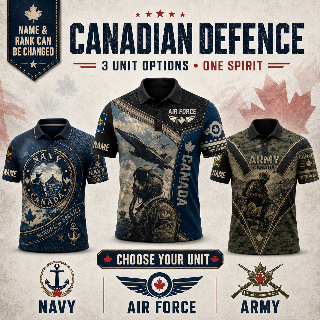 Personalized Canada Soldier/Veteran with Name and Rank Polo All Over Printed - QK1779494406