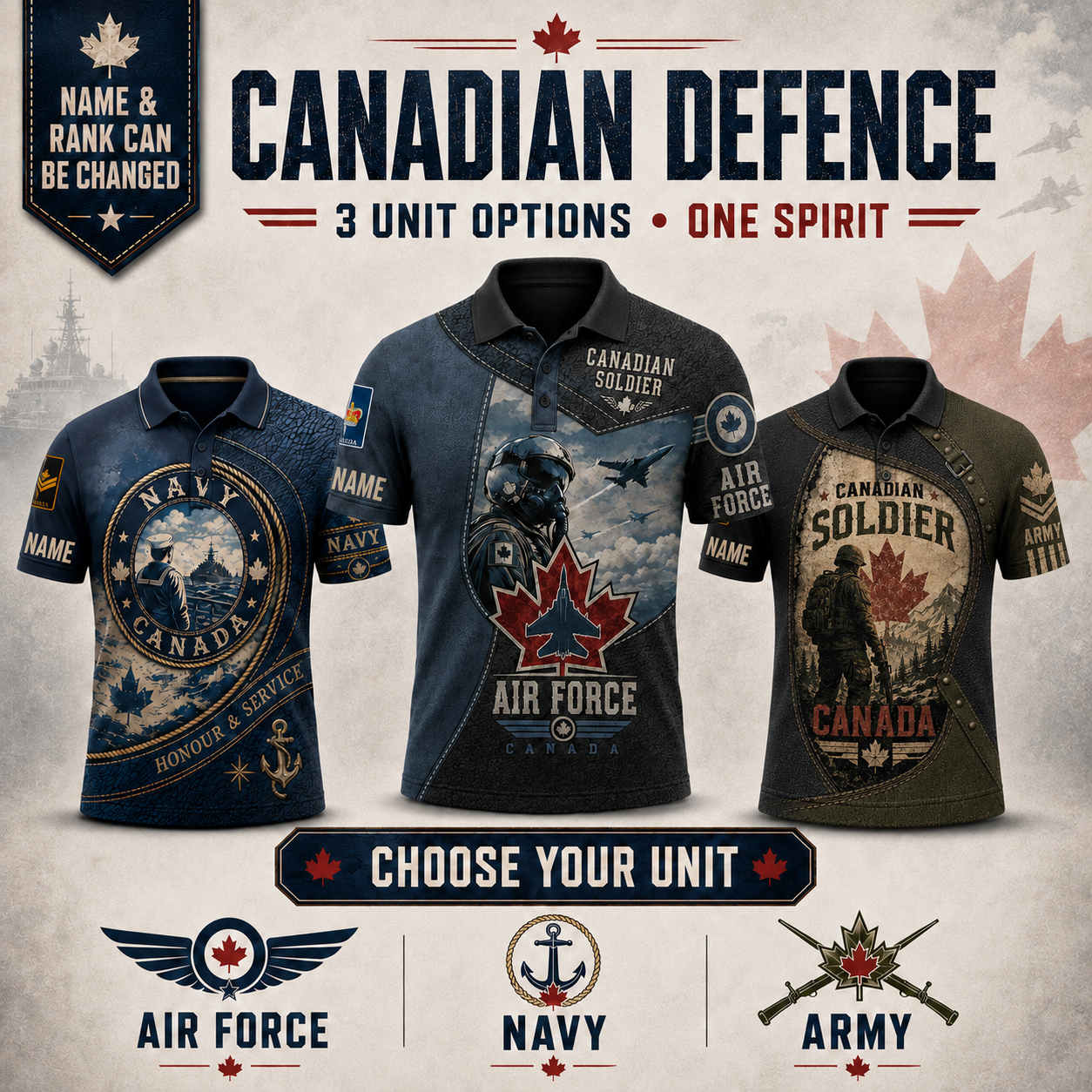 Personalized Canada Soldier/Veteran with Name and Rank Polo All Over Printed - QK1779494407