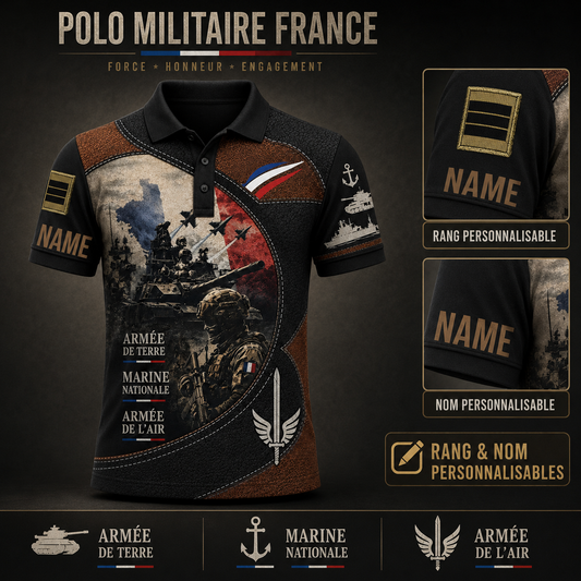 Personalized France Soldier/Veteran with Name and Rank Polo All Over Printed - QK1779494412