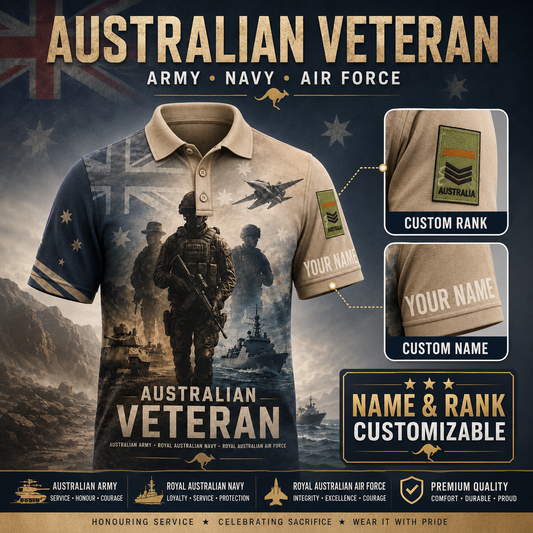 Personalized Australia Soldier/Veteran with Name and Rank Polo All Over Printed - QK1779408004