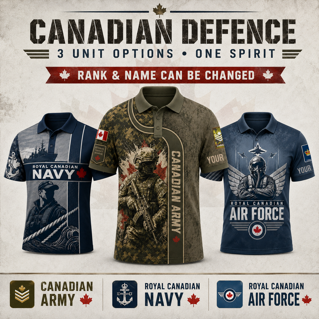 Personalized Canada Soldier/Veteran Camo with Name and Rank Polo All Over Printed - QK1779408006