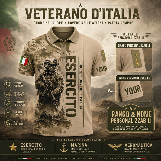 Personalized Italy Soldier/Veteran with Name and Rank Polo All Over Printed - QK1779408014