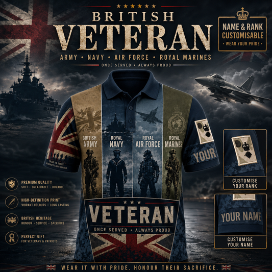 Personalized UK Soldier/Veteran with Name and Rank Polo All Over Printed - QK1779408020