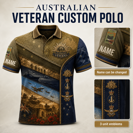 Personalized Australia Soldier/Veteran with Name and Rank Polo All Over Printed - QK1779753608