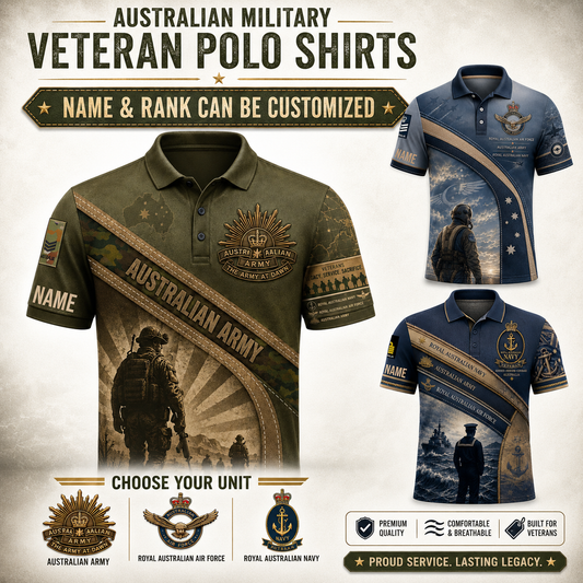 Personalized Australia Soldier/Veteran with Name and Rank Polo All Over Printed - QK1779753602
