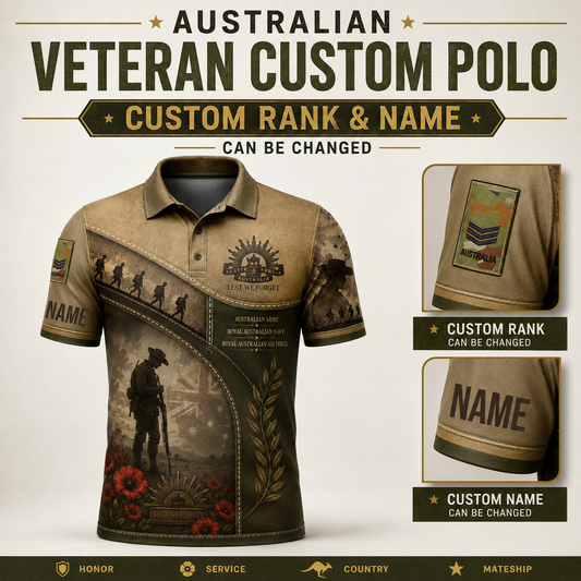 Personalized Australia Soldier/Veteran with Name and Rank Polo All Over Printed - QK1779753601