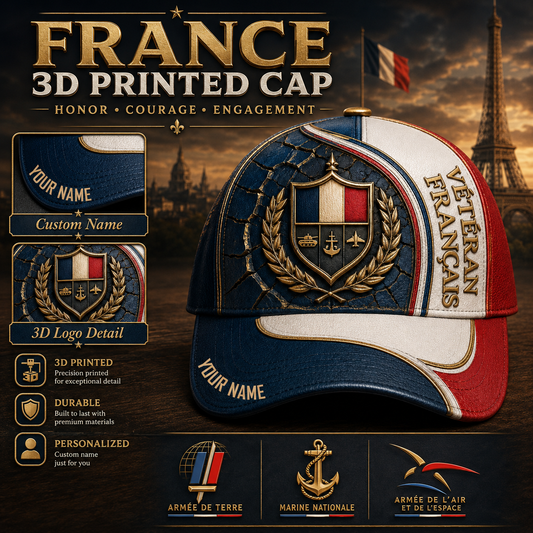 Personalized Name France Soldier/Veterans All Over Printed Baseball Cap - QK1779667225