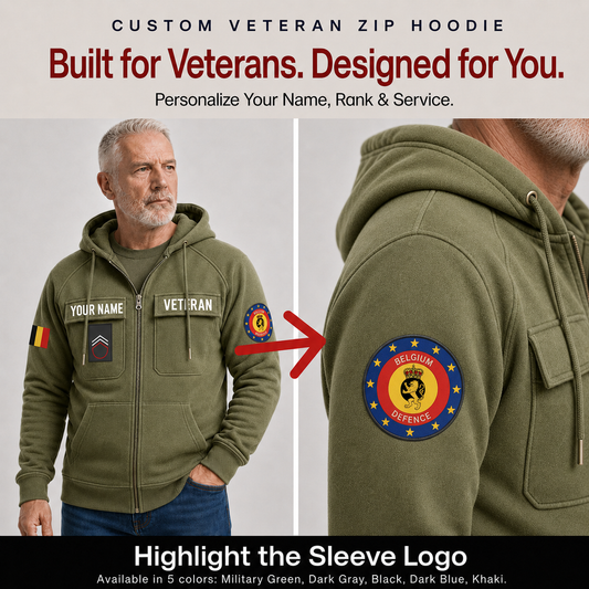 Personalized Belgium Soldier/Veteran Tactical Zip Hoodie - QK1779840004