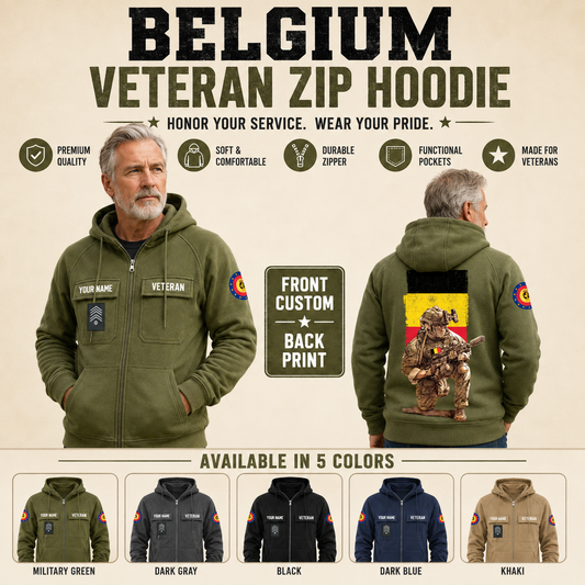 Personalized Belgium Soldier/Veteran Tactical Zip Hoodie - QK1779926401
