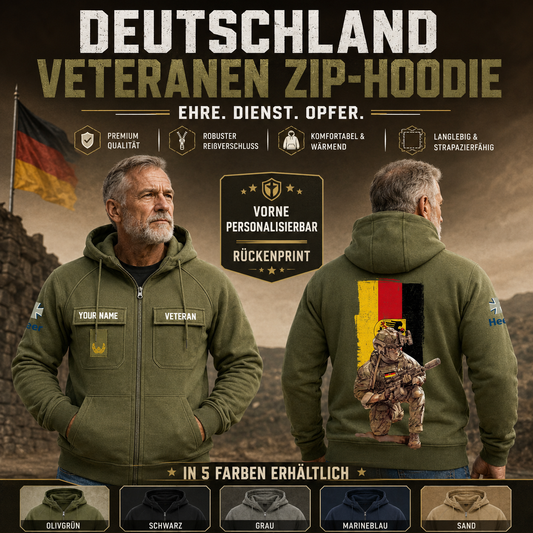 Personalized Germany Soldier/Veteran Tactical Zip Hoodie - QK1779926401