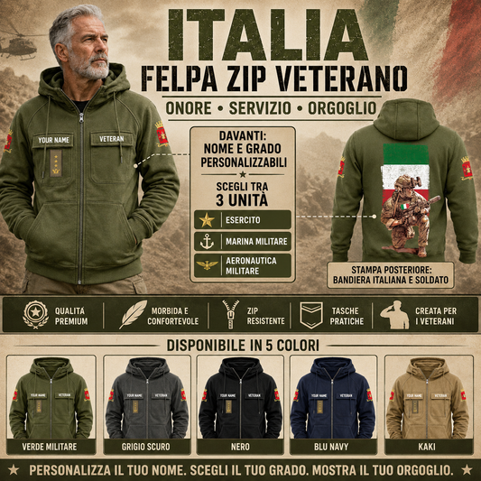 Personalized Italy Soldier/Veteran Tactical Zip Hoodie - QK1779926401