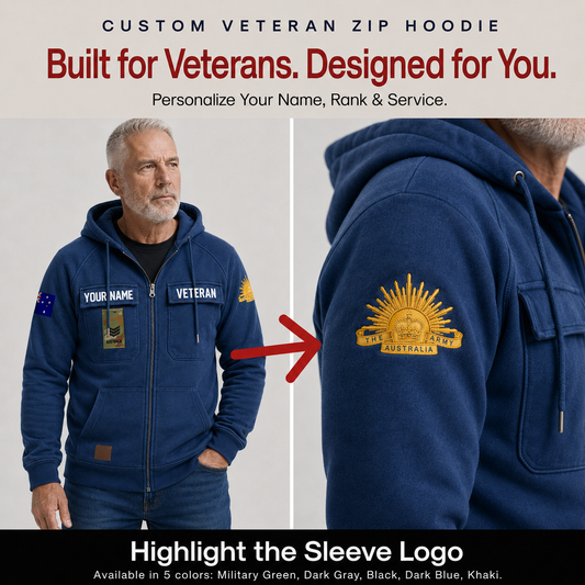 Personalized Australia Soldier/Veteran Tactical Zip Hoodie - QK1779840002