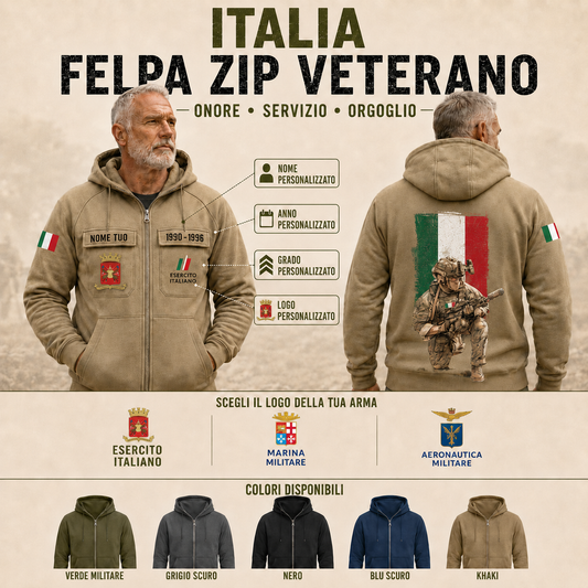 Personalized Italy Soldier/Veteran Tactical Zip Hoodie - QK1779926402
