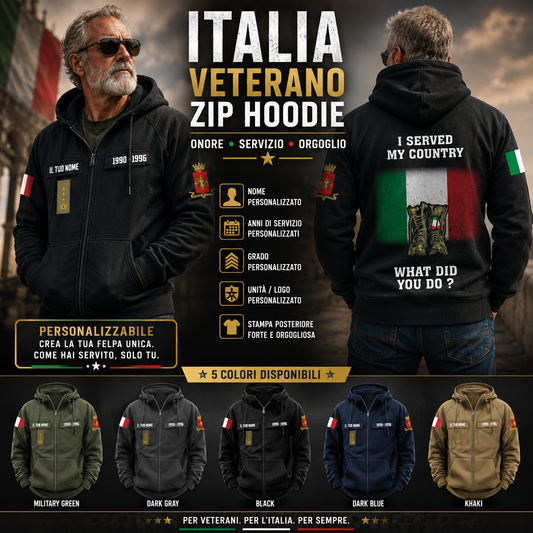 Personalized Italy Soldier/Veteran Tactical Zip Hoodie - QK1779926403