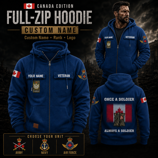 Personalized Canada Soldier/Veteran Tactical Zip Hoodie - QK1780012801
