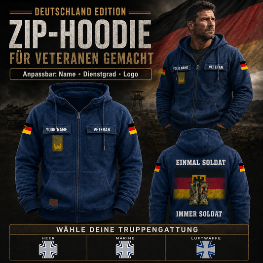 Personalized Germany Soldier/Veteran Tactical Zip Hoodie, Once A Soldier, Always A Soldier - QK1780012801