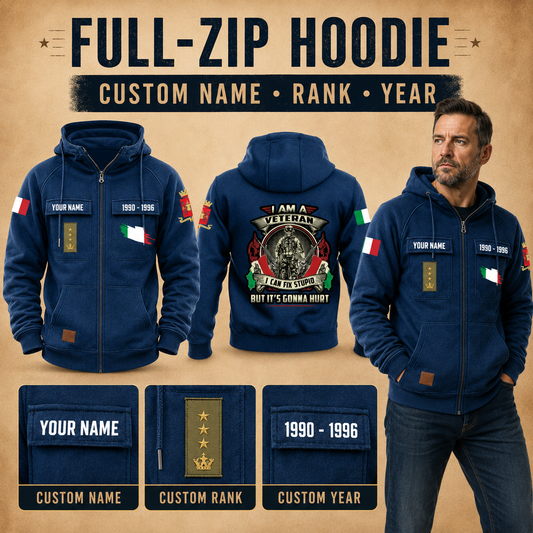 Personalized Italy Soldier/Veteran Tactical Zip Hoodie, I Am A Veteran - QK1780012802