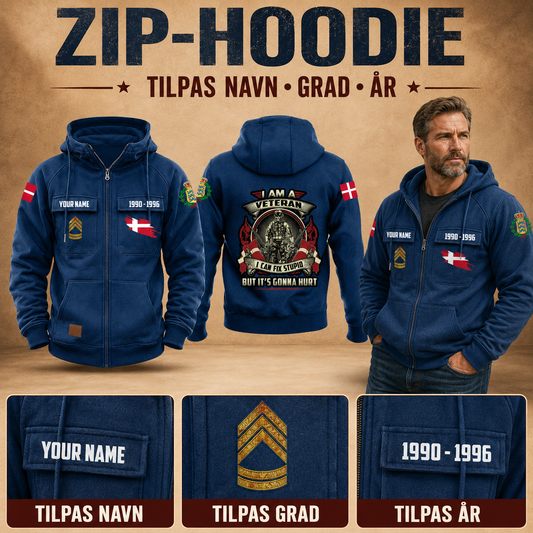 Personalized Denmark Soldier/Veteran Tactical Zip Hoodie, I Am A Veteran - QK1780012802