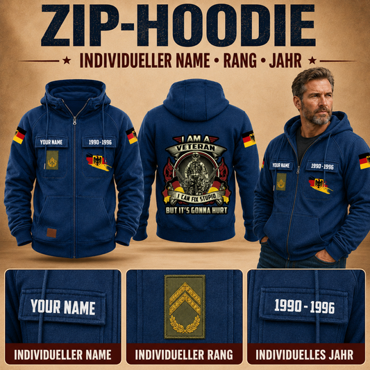 Personalized Germany Soldier/Veteran Tactical Zip Hoodie, I Am A Veteran - QK1780012802