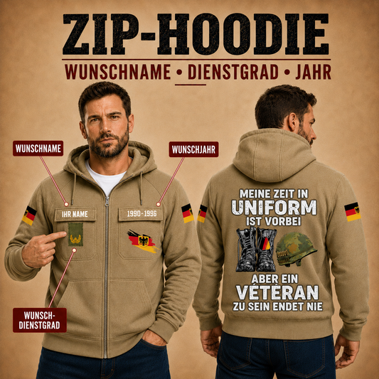 Personalized Germany Soldier/Veteran Tactical Zip Hoodie, My Time In Uniform Is Over - QK1780012803