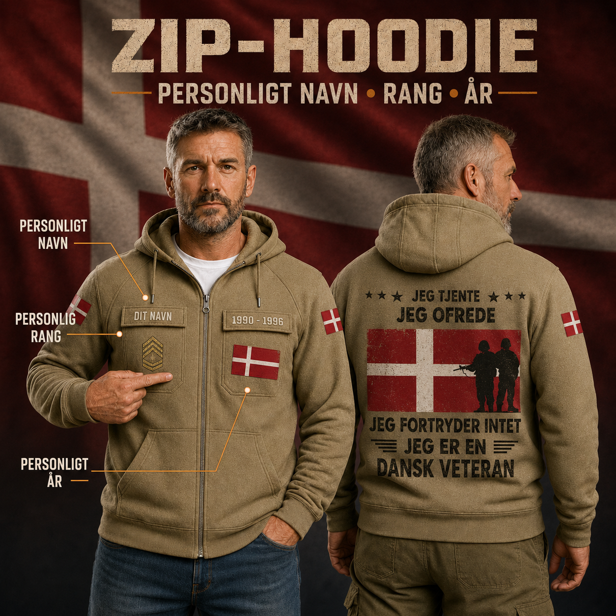 Personalized Denmark Soldier/Veteran Tactical Zip Hoodie, I'm A Dansk Veteran - QK1780099201