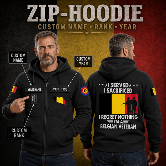 Personalized Belgium Soldier/Veteran Tactical Zip Hoodie, I'm A Belgian Veteran - QK1780099201