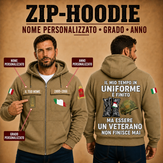 Personalized Italy Soldier/Veteran Tactical Zip Hoodie, My Time In Uniform Is Over - QK1780012803