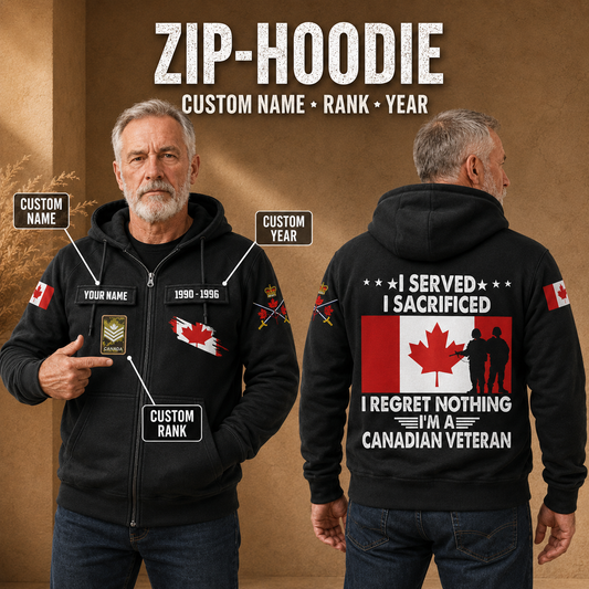Personalized Canada Soldier/Veteran Tactical Zip Hoodie, I'm A Canadian Veteran - QK1780099201