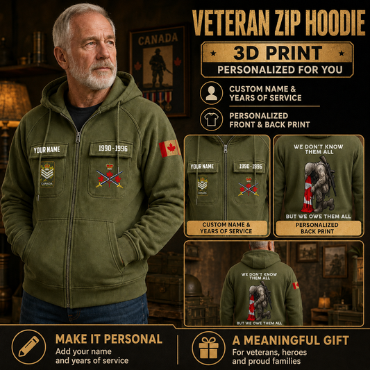 Personalized Canada Soldier/Veteran Tactical Zip Hoodie, We Don't Know Them All, But We Owe Them All - QK1780099202