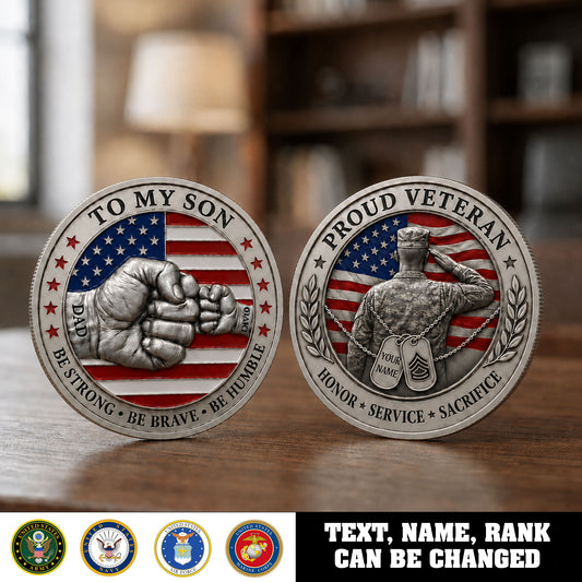U.S. Navy - Personalized Dad Coin Gift, To My Son Custom Name Challenge Coin - 1778544001