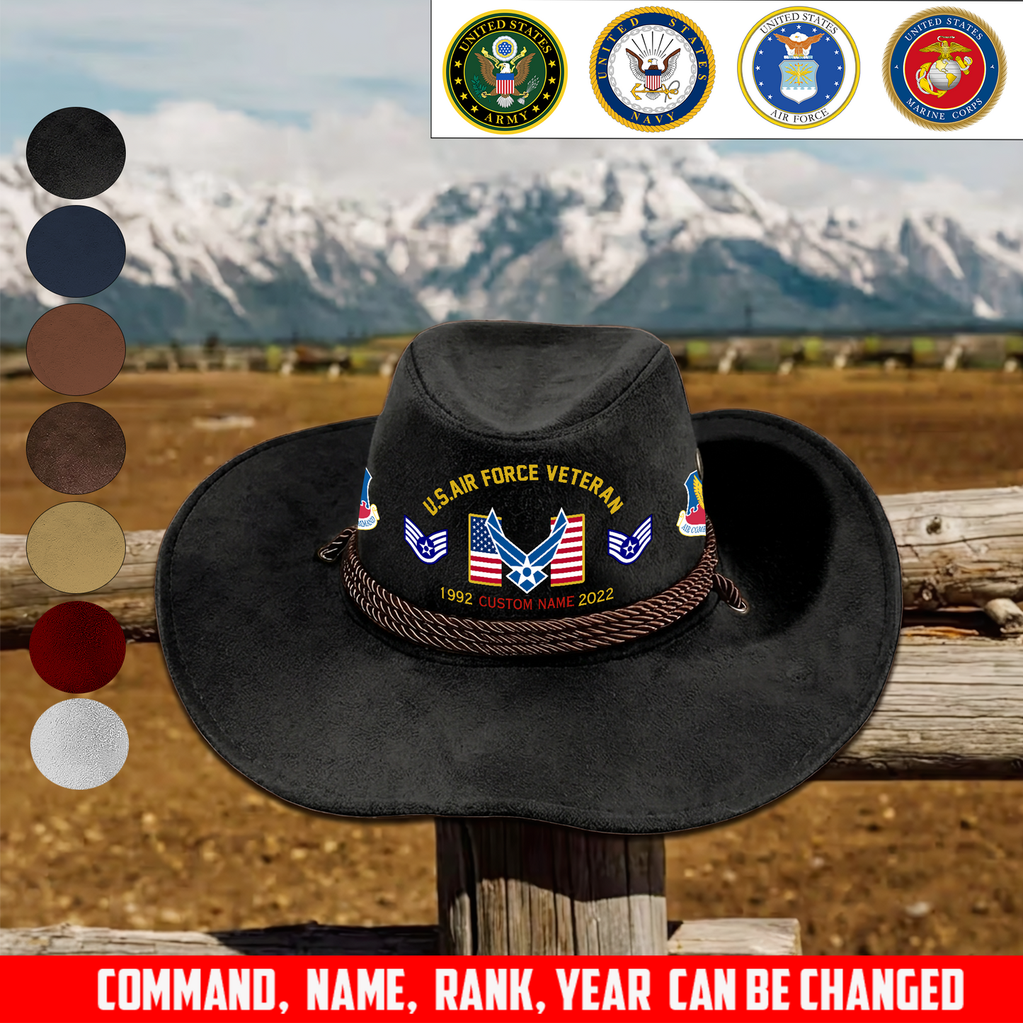 Air Force Command - Personalized US Soldier/ Veteran With Rank, Name and Year Cowboy Hat - 17756064