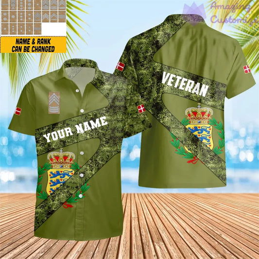 Personalized Denmark Soldier/ Veteran Camo With Name And Rank Hawaii Shirt 3D Printed - 2601240001