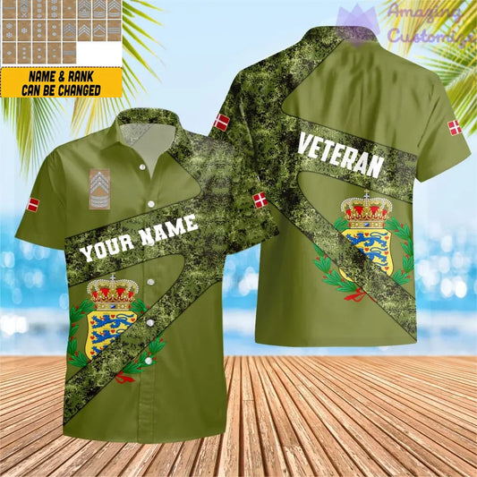 Personalized Denmark Soldier/ Veteran Camo With Name And Rank Hawaii Shirt 3D Printed - 17062272