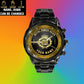 Personalized Denmark Soldier/ Veteran With Name, Rank And Year Black Stainless Steel Watch - 17107200 - Gold Version
