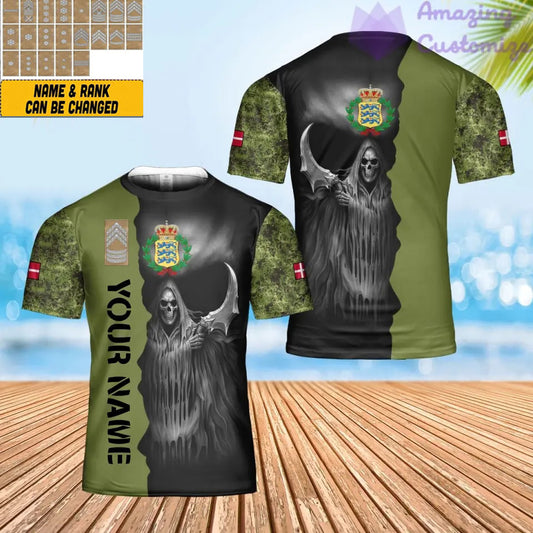 Personalized Denmark Soldier/ Veteran Camo With Name And Rank T-Shirt 3D Printed - 2601240001