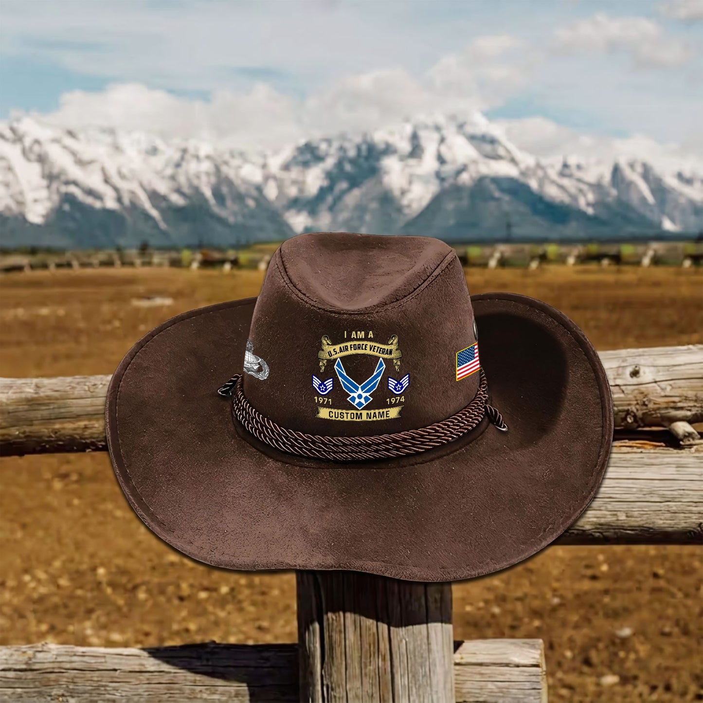 Air Force Badge - Personalized US Soldier/ Veteran With Rank, Name and Year Cowboy Hat - 1776902402