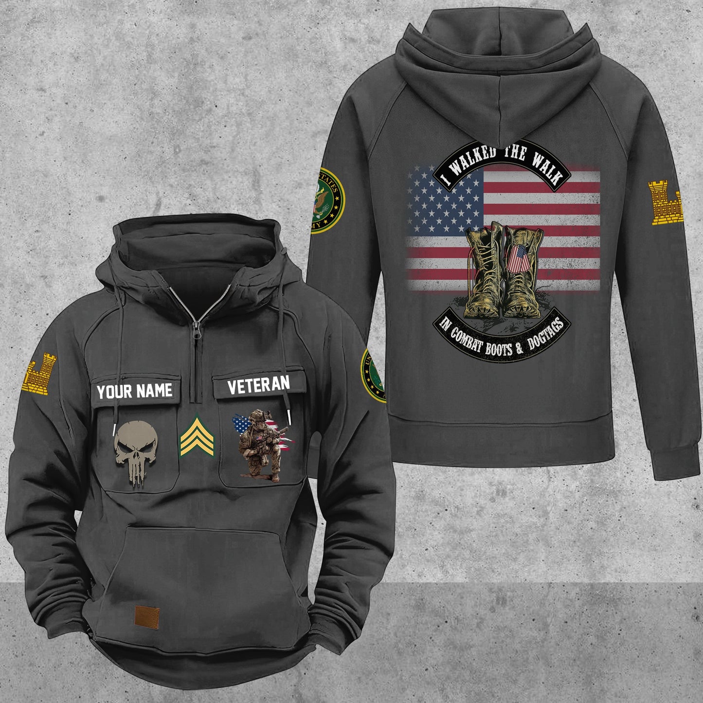 Army Branch - Personalized US Soldier/ Veteran Vintage Hoodie All Over Printed - 17494272