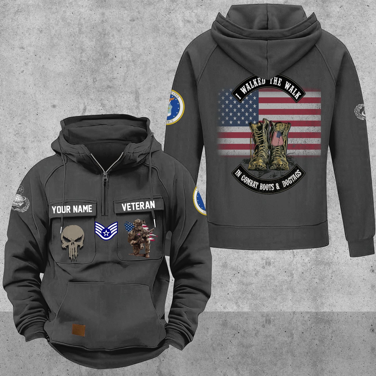 Air Force Badge - Personalized US Soldier/ Veteran Vintage Hoodie All Over Printed - 17494272