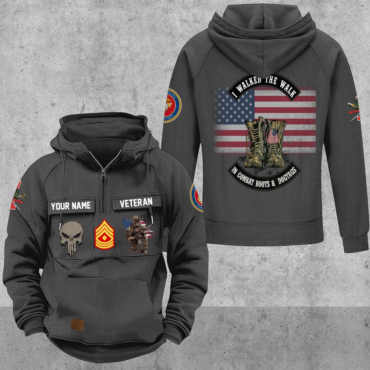 Marines Battalions - Personalized US Soldier/ Veteran Vintage Hoodie All Over Printed - 17494272