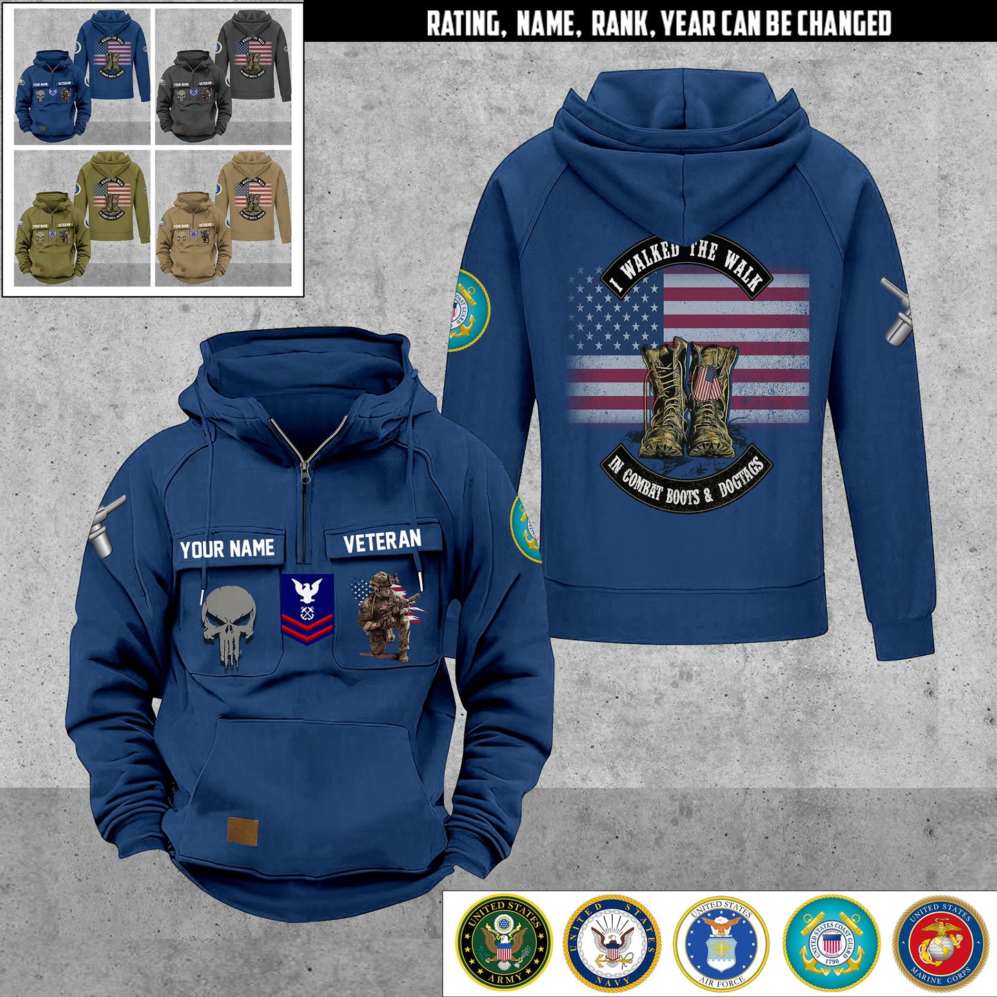 Coast Guard Rating - Personalized US Soldier/ Veteran Vintage Hoodie All Over Printed - 17494272