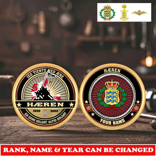 Personalized Denmark Veteran/ Soldier With Rank, Name And Year Challenge Coin - 17732736