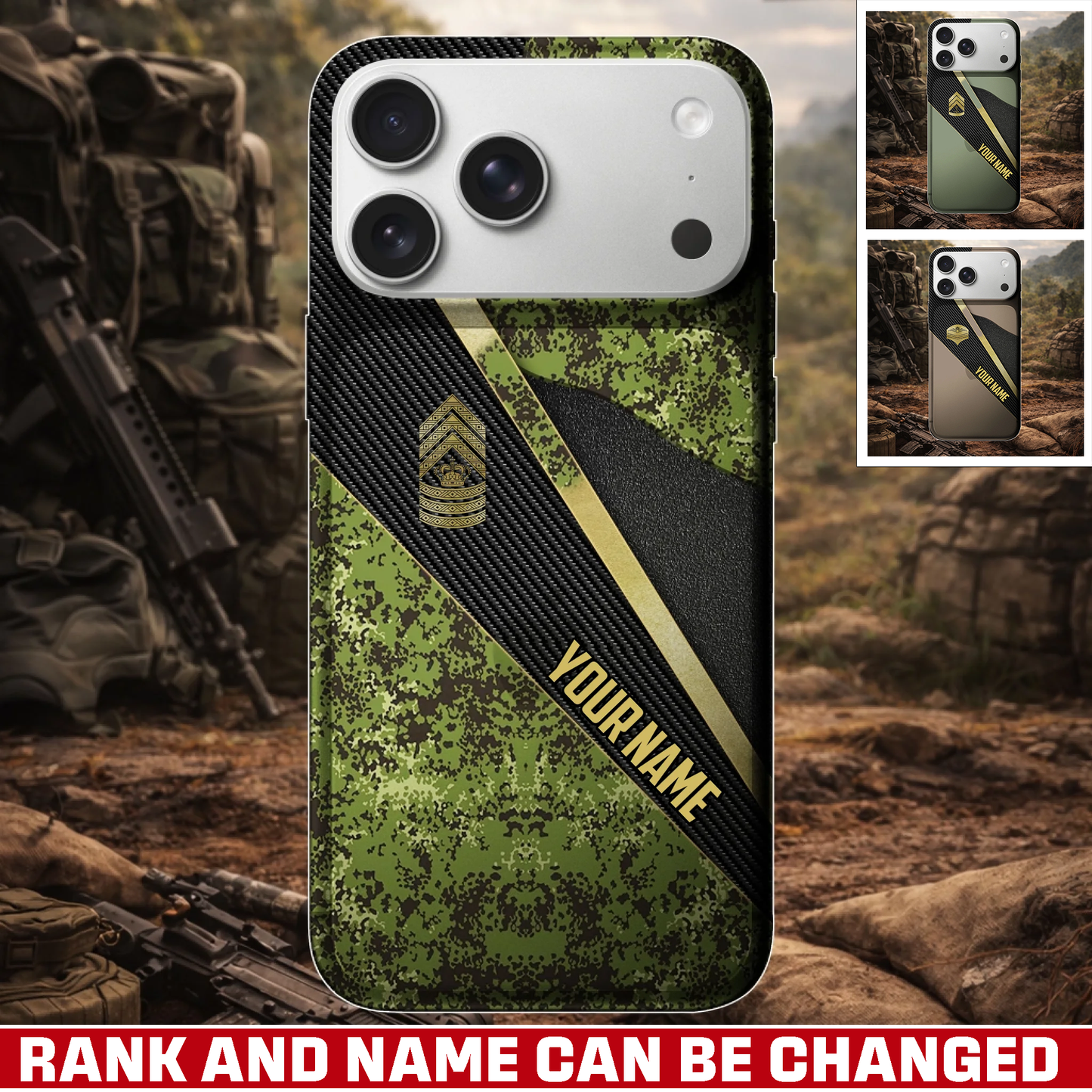 Personalized Denmark Veteran/ Soldier With Rank And Name Camo Phone Case - 17728416