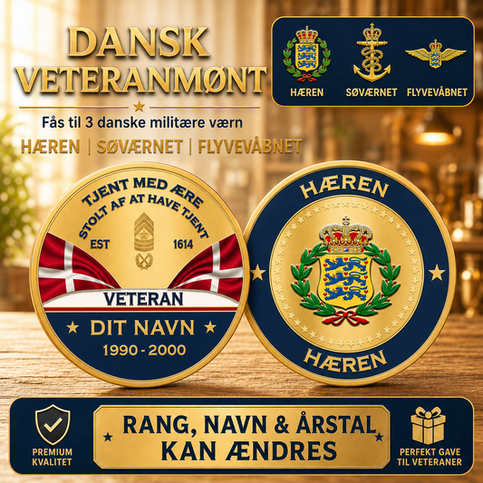 Personalized Denmark Veteran/ Soldier With Rank, Name And Year Challenge Coin - 17731008